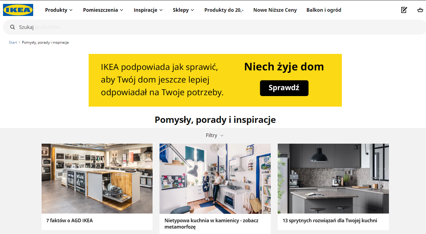 IKEA również prowadzi blog na stronie swojego sklepu
